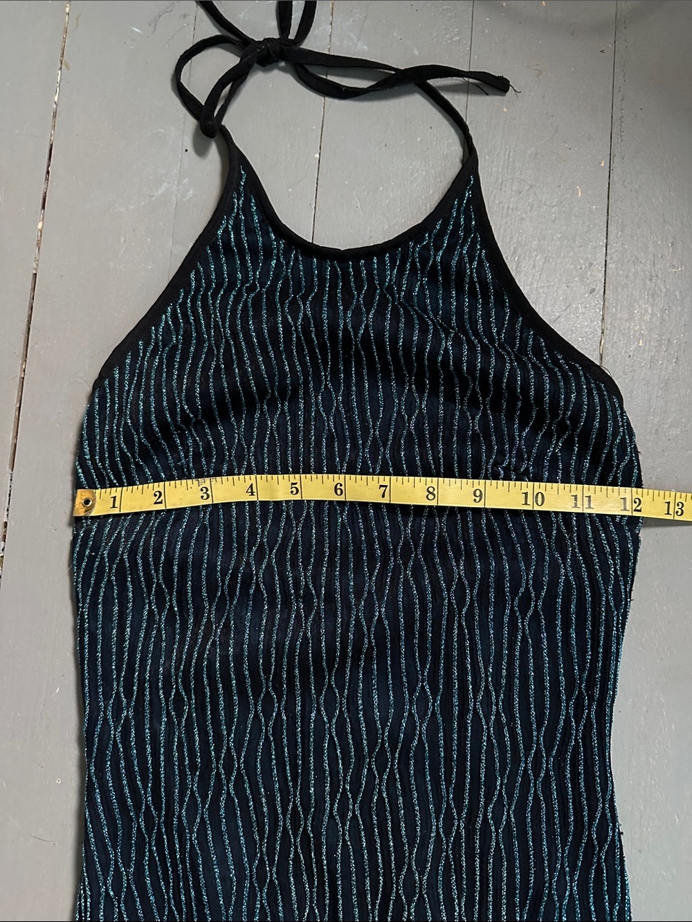 Gunne Sax Black and Blue Glitter High-Low Disco Halter Dress 70s 90s Vintage - Picture 8 of 9